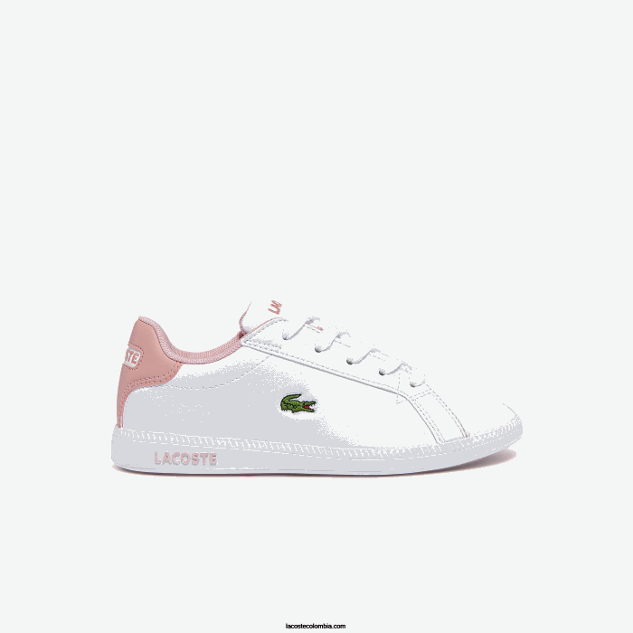 niños Lacoste 6F243231 blanco y rosa claro 1y9 zapatillas graduadas sintéticas
