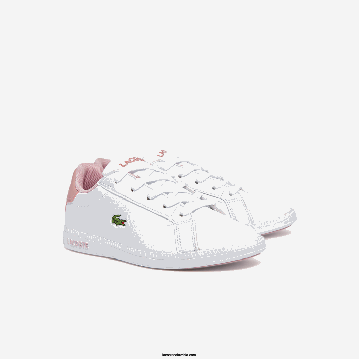 niños Lacoste 6F243231 blanco y rosa claro 1y9 zapatillas graduadas sintéticas
